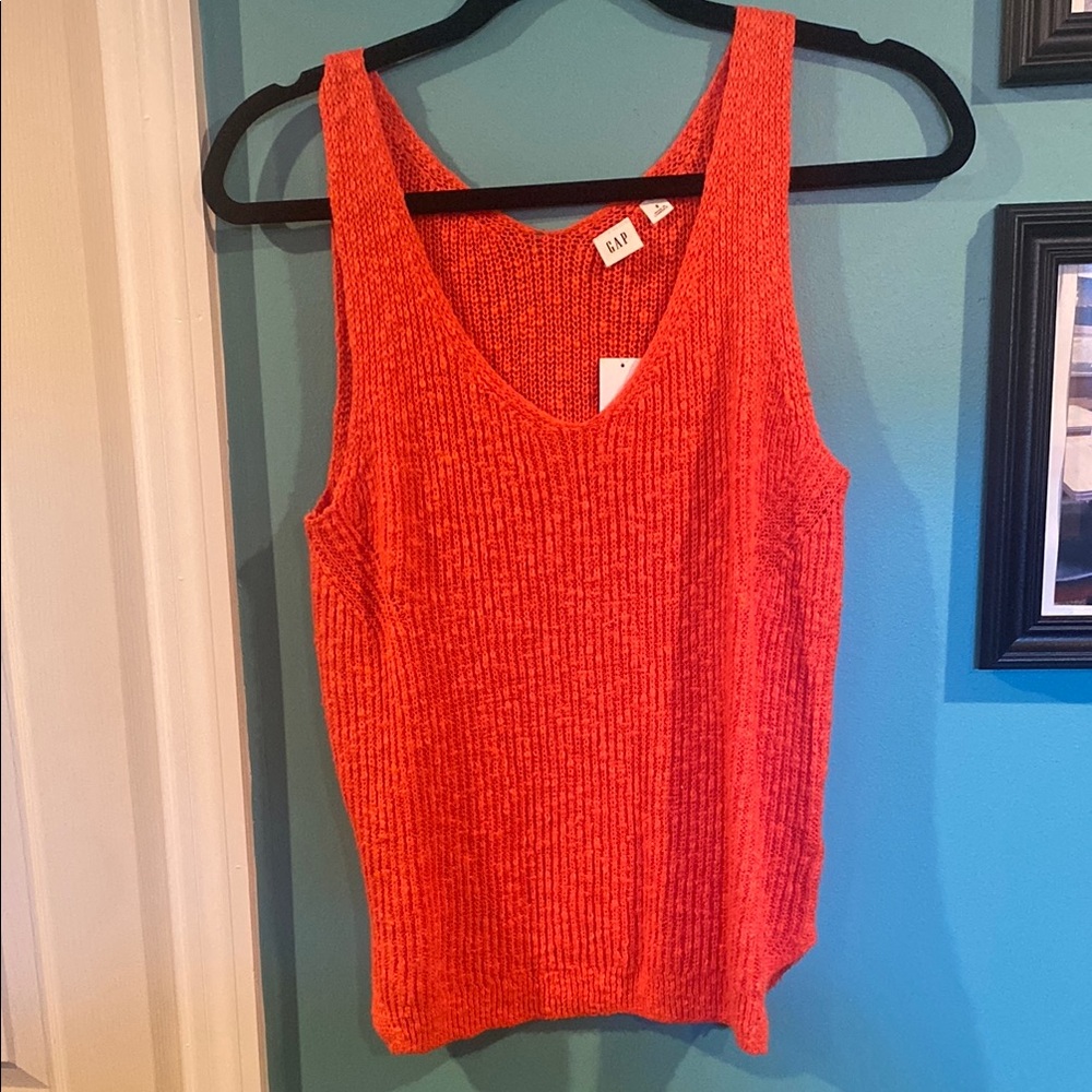 GAP Orange Ribbed Tank Top Sleeveless